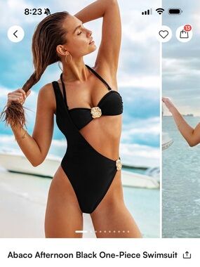 Cupshe Black One-Shoulder Cutout Swimsuit with Gold Medallions